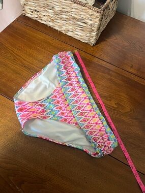 Victoria's Secret Turquoise, Yellow & Purple Bikini Bottoms with Zigzag Print